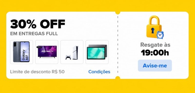 Próximo Cupom 30% OFF em entregas full Mercado Livre