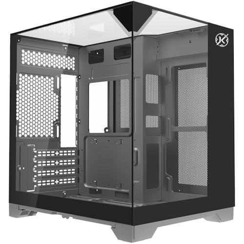 Gabinete Gamer Kalkan Midgard Vision Preto Micro ATX Aquário Sem Fans Câmara Dupla Painéis de Vidro Temperado Triplo Vista Panorâmica KLK00086