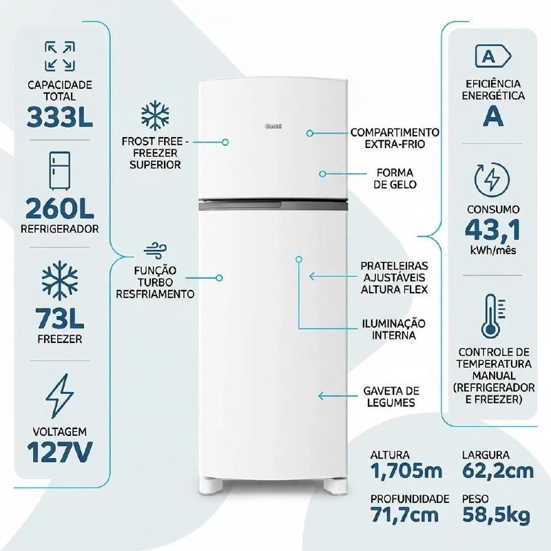 Geladeira Consul Frost Free 333L Duplex CRM40MB