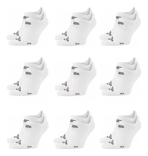 Meias Kappa Kit 9 Pares Sapatilha Soquete Invisível Original Branco 34-38