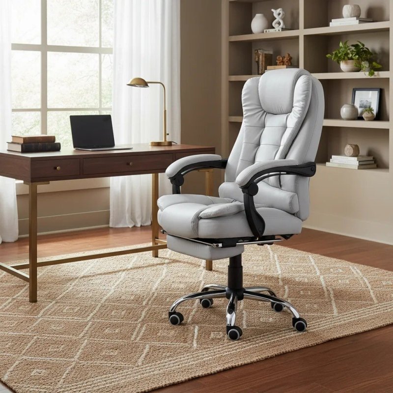 Cadeira De Escritório Presidente Ergonômica Python Fly Couro Sintético