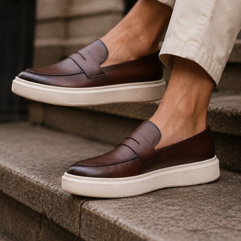 Sapato Loafer Masculino Mocassim Couro Casual Comfort Luxo