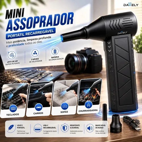 Mini Ventilador Soprador Ar Turbo 130000rpm Assoprador Sem Fio Recarregável