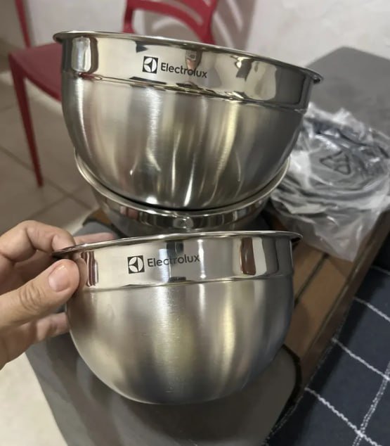 Conjunto com 03 Bowls Tigelas de Inox c/ Tampa Electrolux