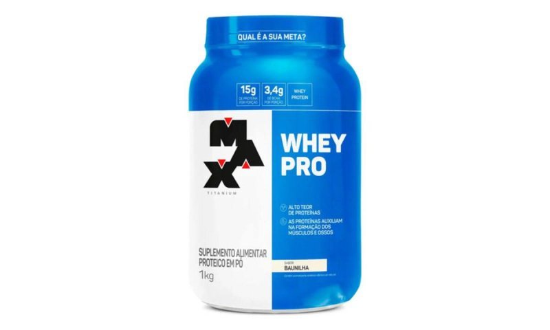 Whey Protein 1kg Whey Pro Max Titanium Sabor Baunilha Bcaa e Aminoácidos