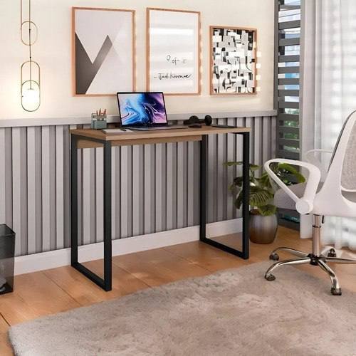 Escrivaninha Industrial Mesa Estudo Aparador Office Aço Mdf 90cm