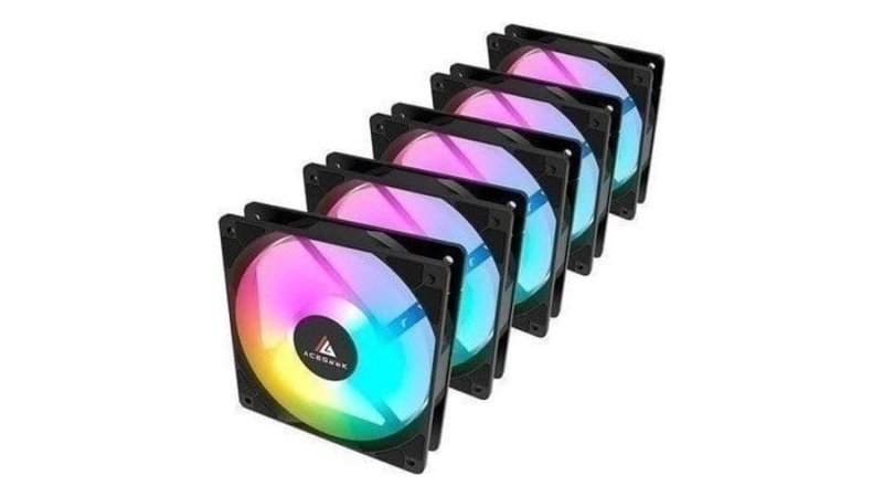 Kit 5 Ventoinhas Acegeek Rw12 5x1, Rainbow, 5x120mm, Preto, Ag-Rw12-5X1-Bk