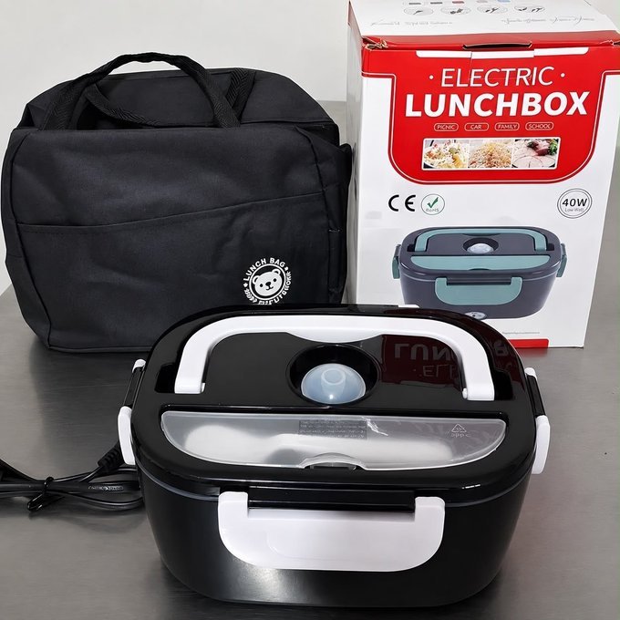Marmita Elétrica Térmica Preta + Bolsa Térmica Lancheira + Frete Grátis