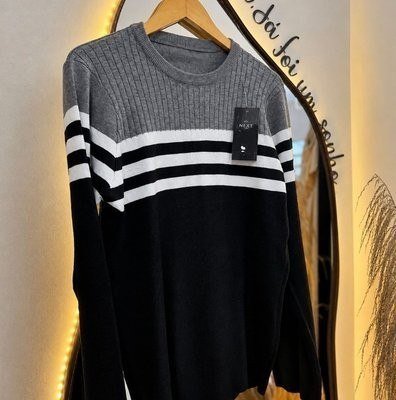 Suéter Blusa De Tricot Masculino Listrado Blusa Lã Masculina