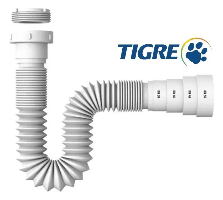 Sifão Sanfonado Ajustável Flexível Multiuso Universal Branco Tigre Ideal Torneiras Pias Lavatórios + Frete Grátis
