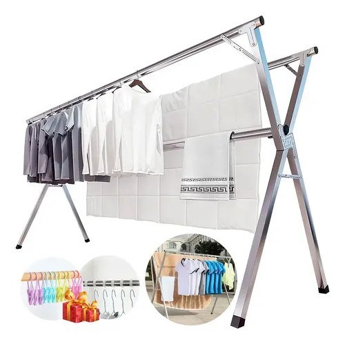 Varal De Chão Grande De Roupas 3 Andares Dobrável - Branco