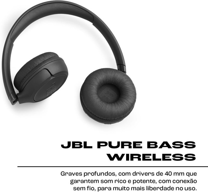 JBL Tune 530BT - Fone Bluetooth Over-Ear - Até 76H Bateria - Preto