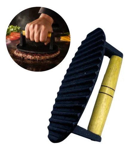 Prensador Amassador De Ferro Fundido P/ Bife Carne Hambúrger
