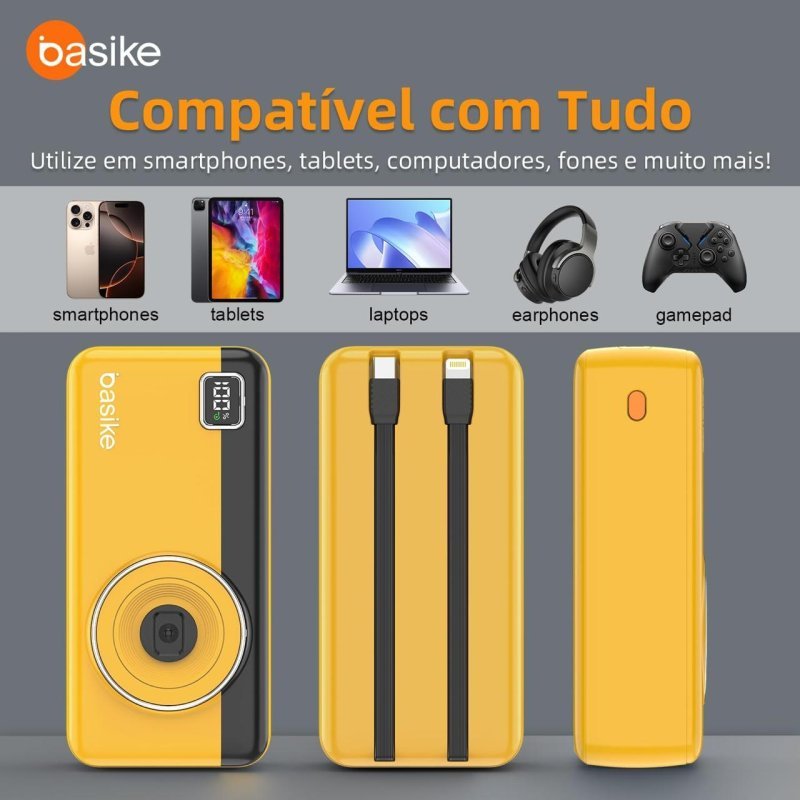 Power Bank Basike 30.000mAh 22,5W com Cabo