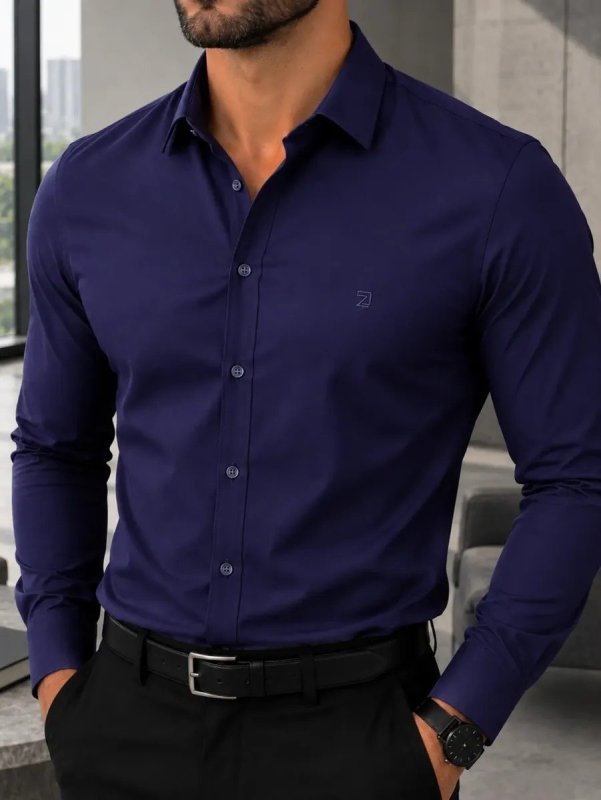 Camisa Social Masculina Manga Longa