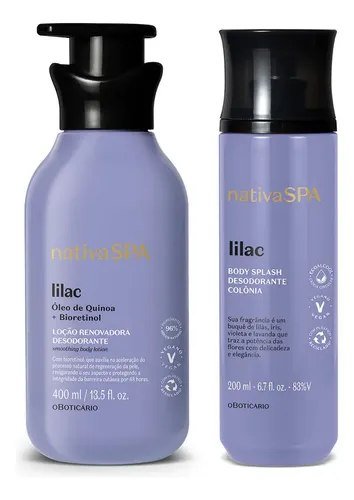 Nativa Spa Lilac: Loção Corporal 400ml + Body Splash 200ml