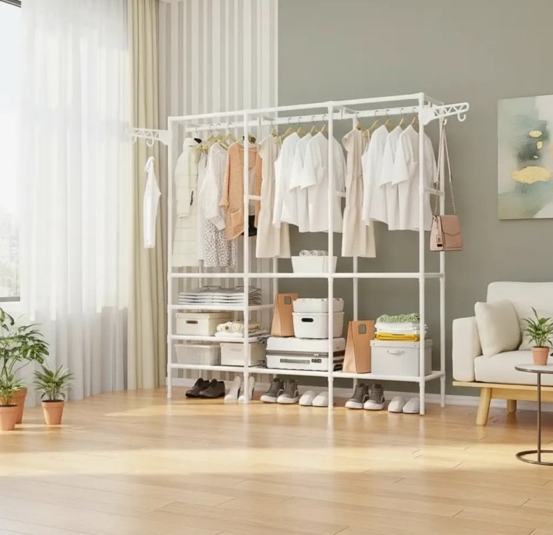 Organizador Roupa Aberto Closet 3 Colunas Desmontável Arara
