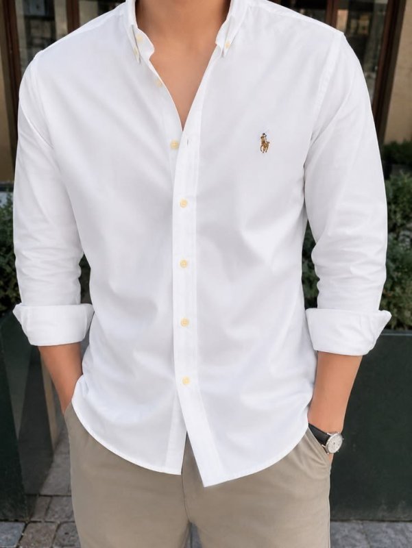 Camisa Masculina Slim Fit Polo Wear Branco G