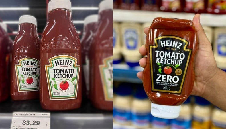 Ketchup Heinz 1kg e Heinz Ketchup Zero Açúcar 530g com desconto
