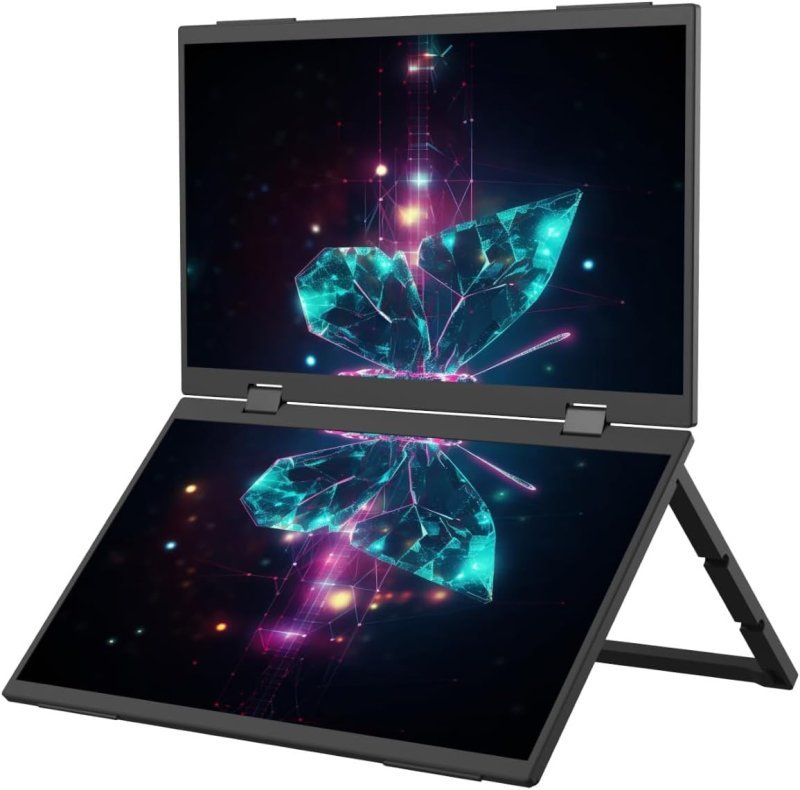 Bettdow Monitor portátil dobrável duplo de 15,6'' FHD 1080P
