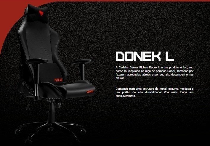 Cadeira Gamer Pichau Donek L, Preto, Pch-dnkl-bl02