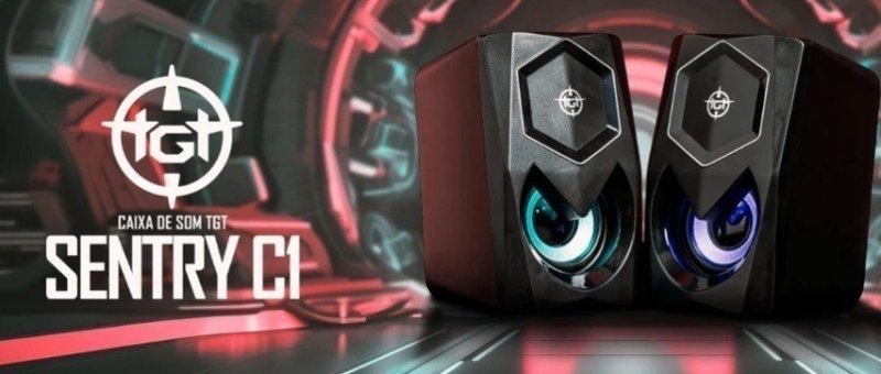 Caixas de Som Para PC TGT Sentry, Rainbow, 2x3W RMS, Preto