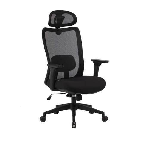 Elements Cadeira Ergonômica de Escritório Astra Pro com Apoio Lombar e Cabeça Ajustável, Preta