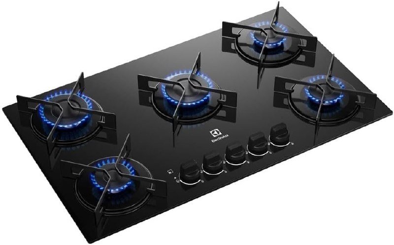Electrolux Cooktop 5 Bocas a Gás - Mesa de Vidro - Grade Aço Fosco
