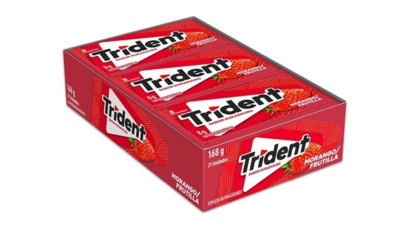 Cx Chiclete Trident Morango Sem Açúcar 21 un. 8g