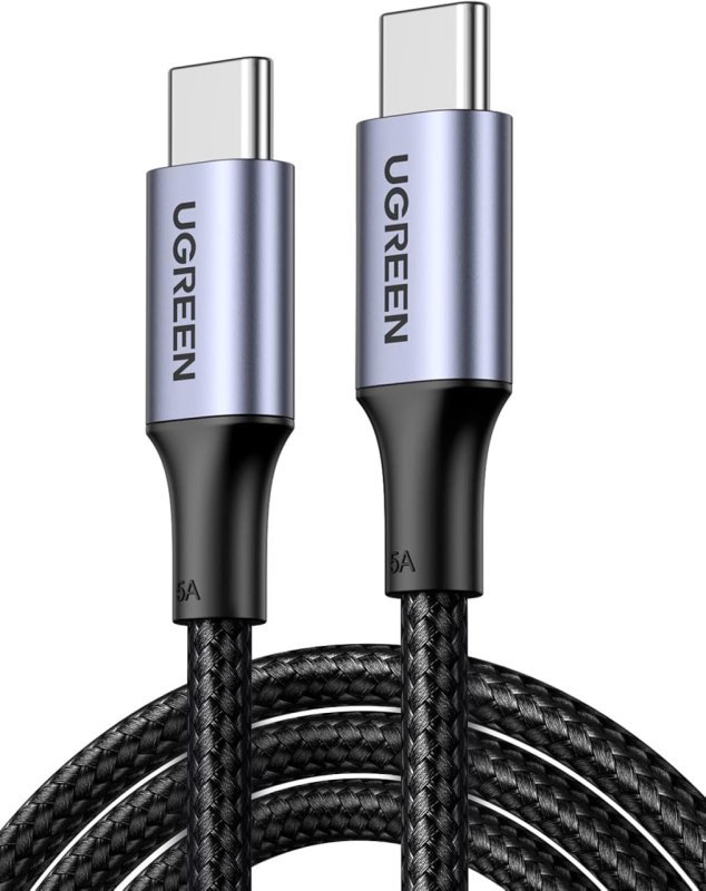 UGREEN Cabo USB-C 2M 100W Nylon Trançado - Carregamento Rápido PD3.0