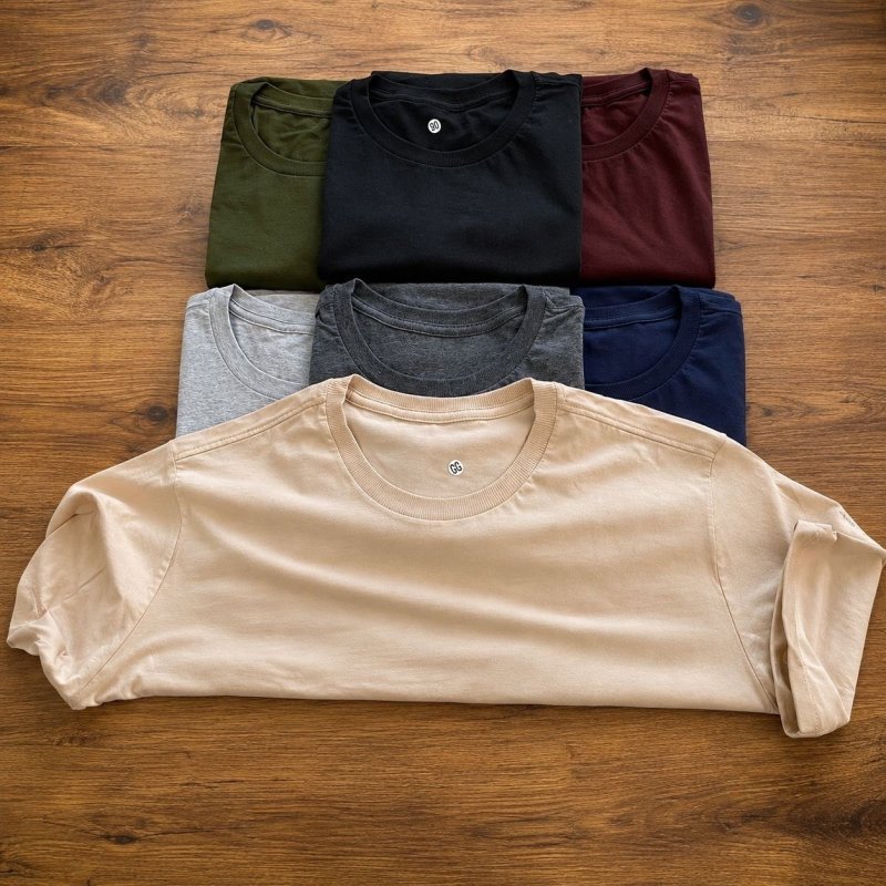 Kit 7 Camisetas Básica Lisa Algodão Premium Masculina