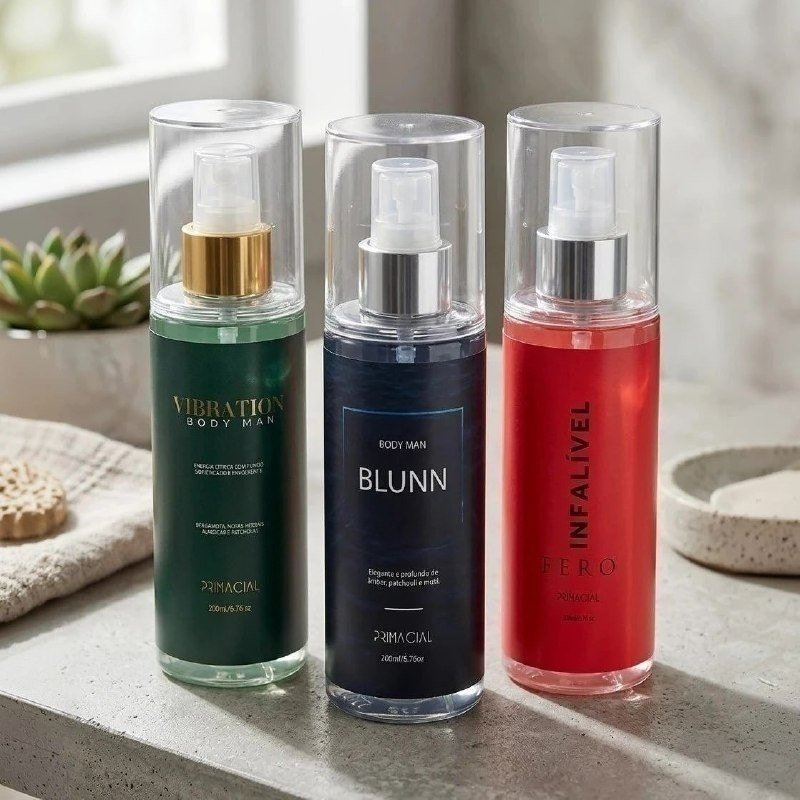 Kit Body Splash Masculino Vibration + Blunn + Infalível Fero