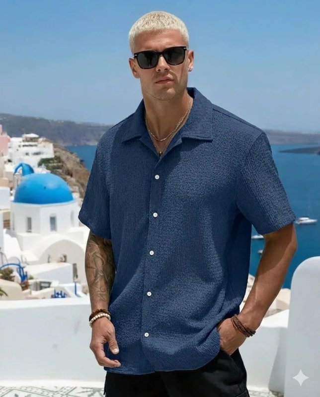 Camisa Casual Masculina Texturizada C/botões