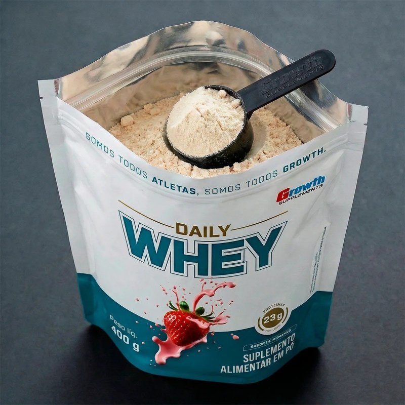 Daily Whey Protein 400g Growth Supplements Morango