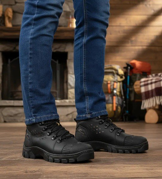 Bota Masculina Bico Pvc Coturno Trabalho Botina Segurança + Frete Grátis