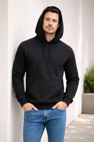 Blusa Moletom Canguru Masculina Com Capuz Casual Slim