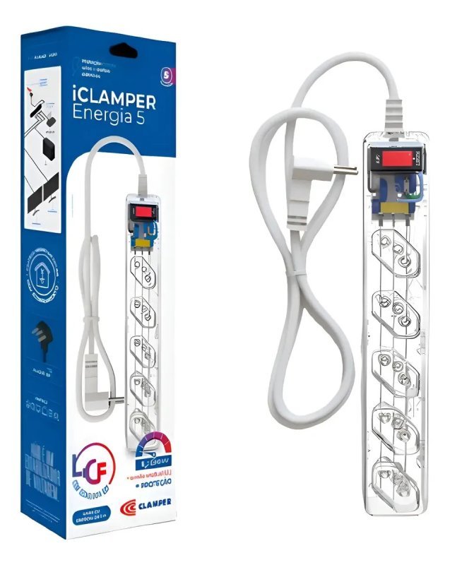 Filtro Clamper 5 Tomadas Transparente
