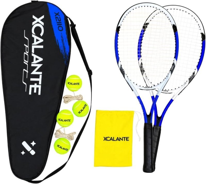 Kit 2 Raquetes de Tênis Iniciante em Alumínio Com Estojo e 4 Bolas