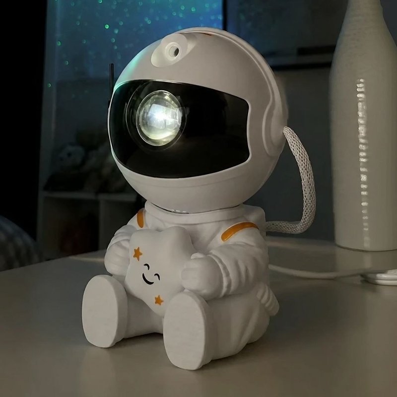 Projetor Astronauta de Galáxia e Estrelas LED Com Controle Remoto USB