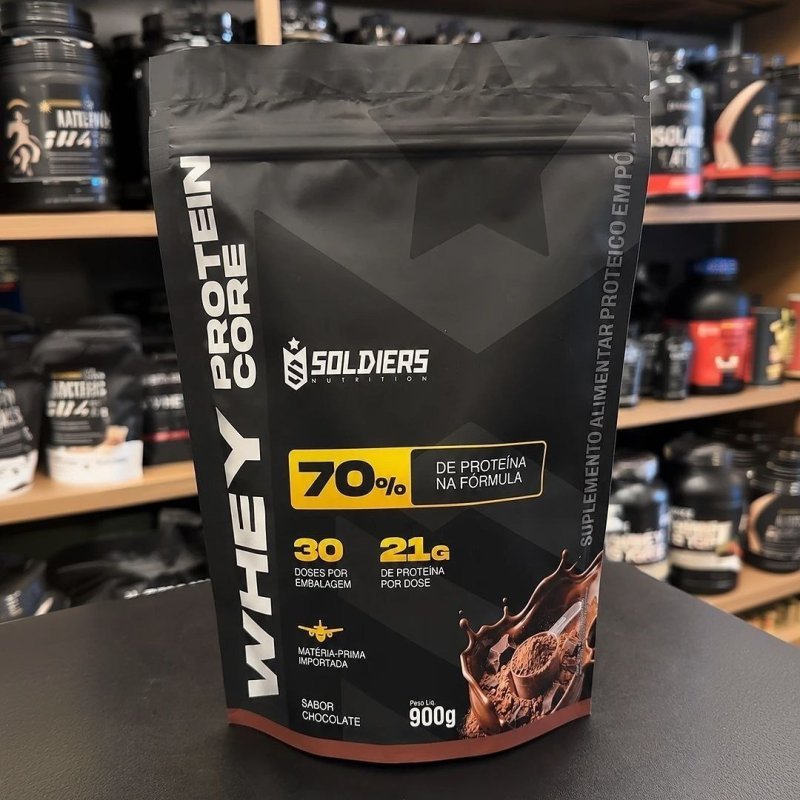 Whey Core 70% de Proteina Concentrada - Chocolate 900g - Soldiers Nutrition