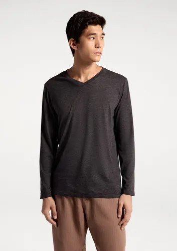Camiseta Básica Masculina Manga Longa Gola V World Hering Cinza-escuro Xg