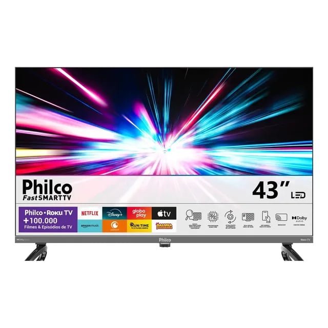Smart TV 43" Philco Roku LED Dolby Audio