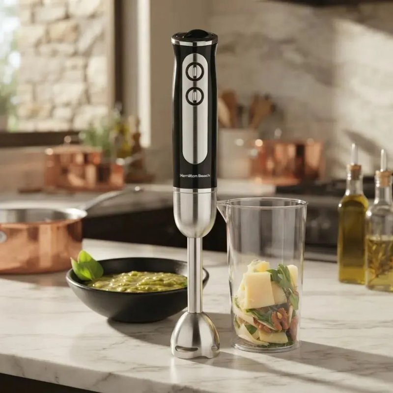 Mixer de Mão Hamilton Beach 800W para Cozinhar, Shakes e Sopas Com Copo de 600ml
