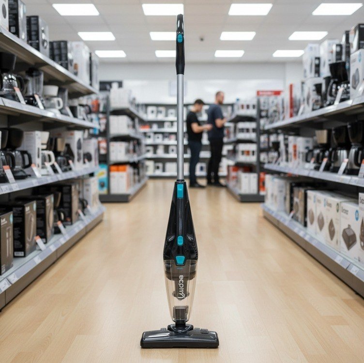 Aspirador de Pó Vertical Midea, 1350W, 2 em 1, cabo de 5M, Preto e Azul