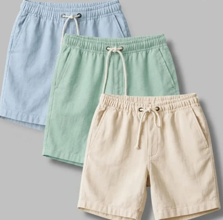 Kit 3 Shorts Masculino Bermuda Linho Verão