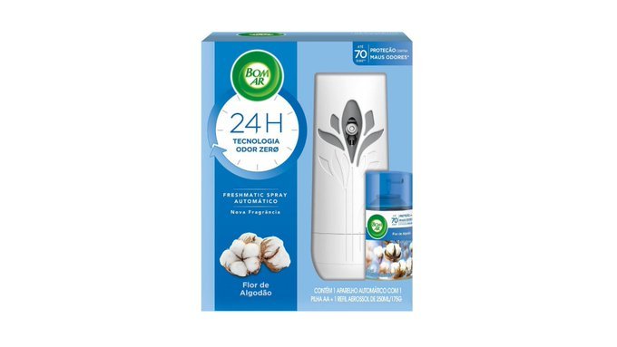 Aromatizador de Ambiente Bom Ar Automático Flor de Algodão + Refil 250ml