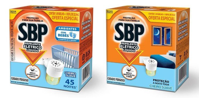 2 un. Repelente Elétrico SBP 45 Noites Cheiro Suave Aparelho + Frete Grátis