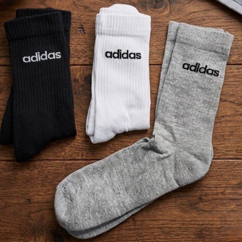 Kit Meia adidas Lin Crew 3 Pares Branca