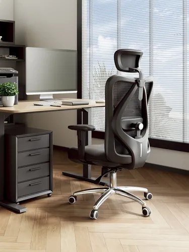 Cadeira Escritório Ergonômica Premium Ajuste Suporte Lombar Preto