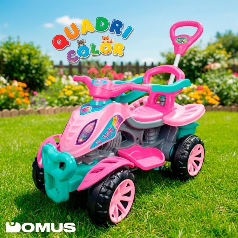 Maral Quadriciclo Infantil Lady Star Rosa +9 Meses com Guia